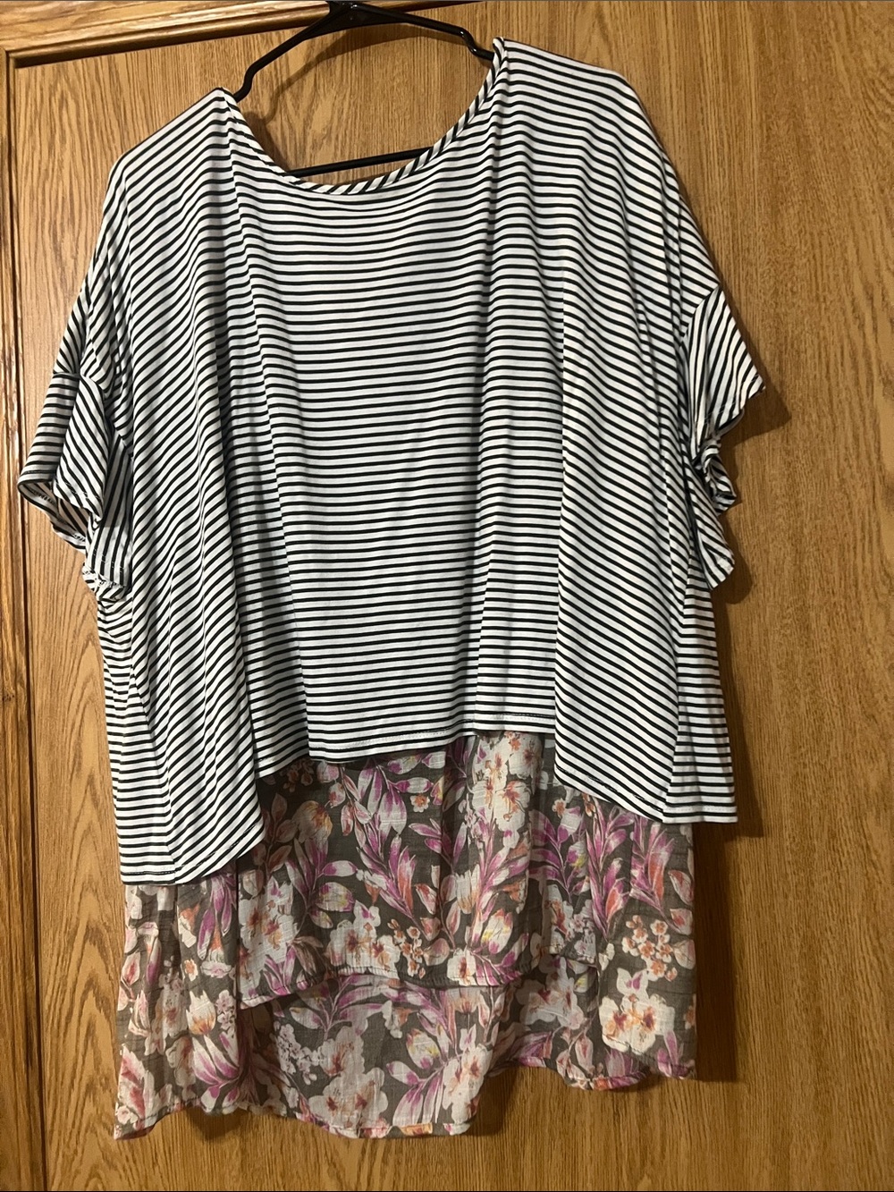 Wallpapher green & White Striped Knit Top